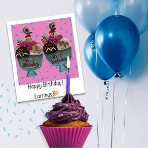 Happy Birthday Beaded Earrings